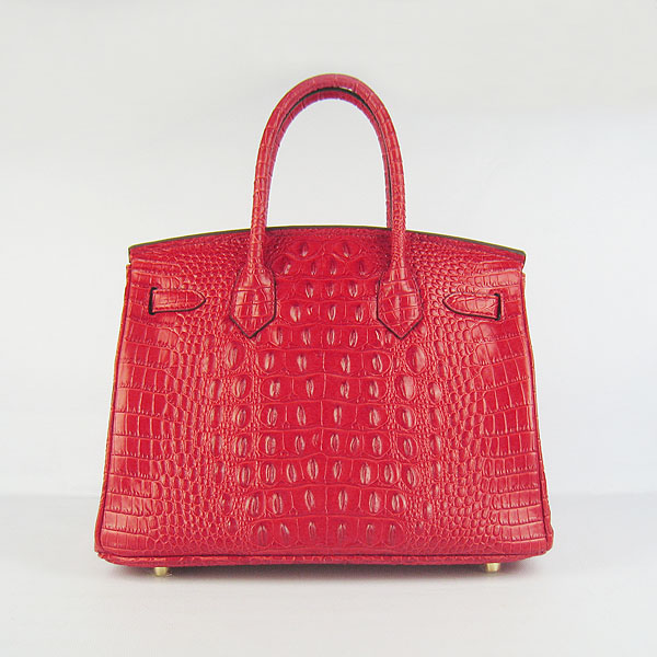 Replica Hermes Birkin 30CM Crocodile Head Veins Bag Red 6088 On Sale